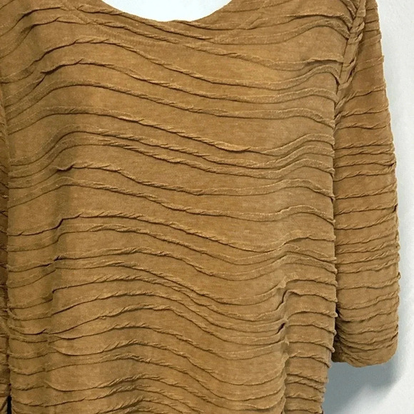 Women’s 1X  Top Lagenlook Pockets Minimalist 3/4 Sleeve Textured‎ Artsy Boxy - Picture 2 of 13